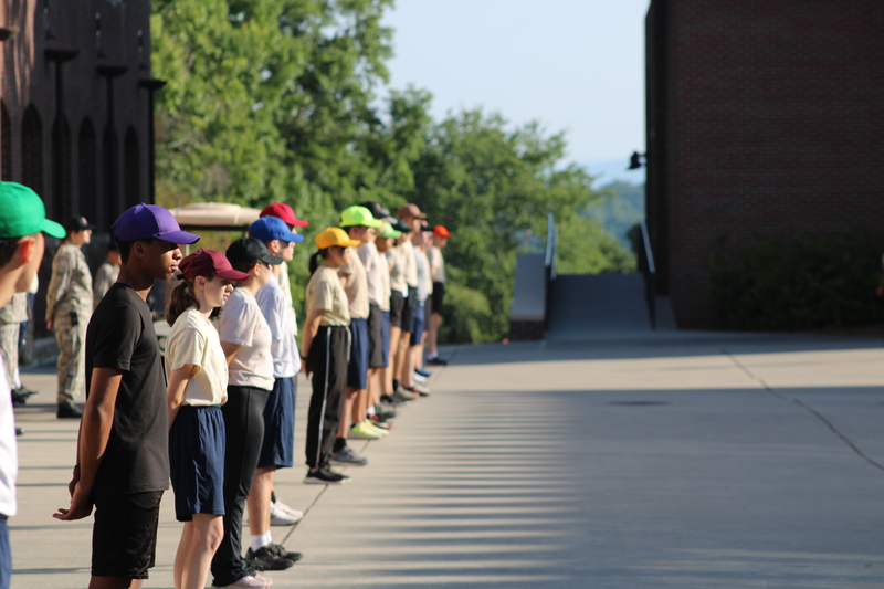 Cadet Cadre practice formation before student arrival.