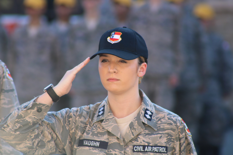 C/Lt Col Emma Vaughn saluting.